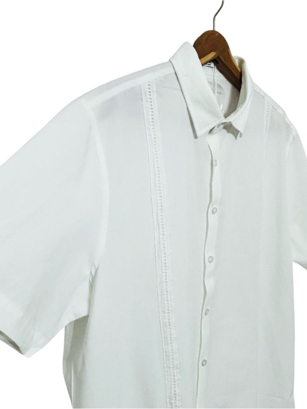 NWT Coofandy Cuban Guayabera Shirt Mens Large White Short Sleeve Button Up - Picture 7 of 13